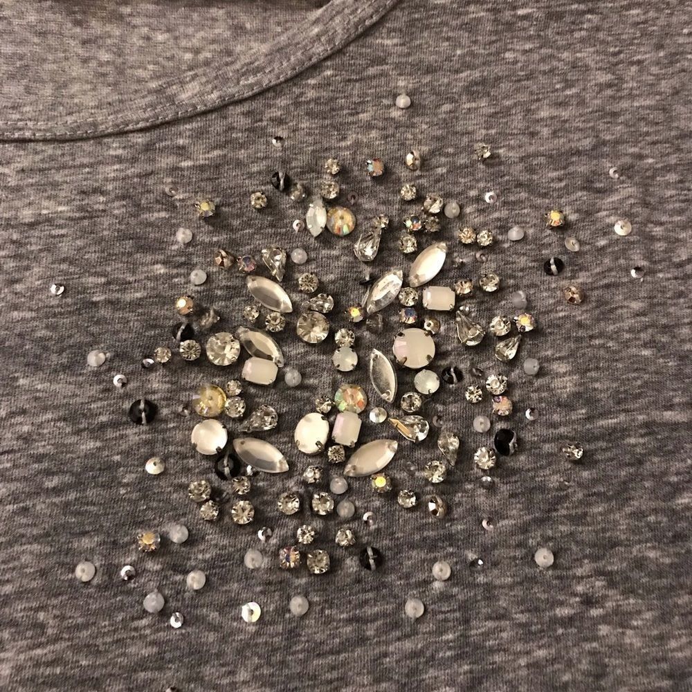 : : J Crew 3/4 sleeve t shirt blouse with jewel detail : : - Picture 5 of 11